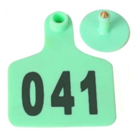 Бирка двойная 75х60 мм с номером, зелёная, 100 шт. для свиней, КРС, овец, коз и других животных