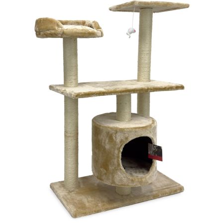 Когтеточка-комплекс с домиком 60х30х96 см, бежевый