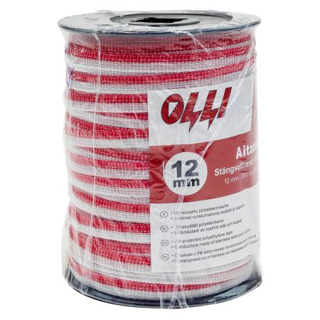 Лента для электропастуха Olli 12 мм / 200 м / 0,58 Ω многожильная красно-белая 