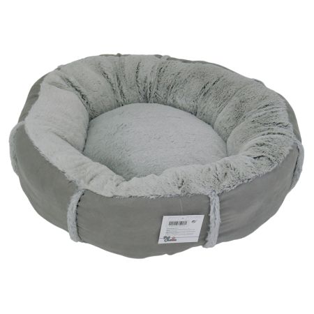 Лежак подушка Pet Choice для собак и кошек, круглый 56х56х15 см, меховой, серый