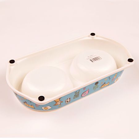 Миска двойная, 25х14х4.5 см, 180+180 мл, кактус