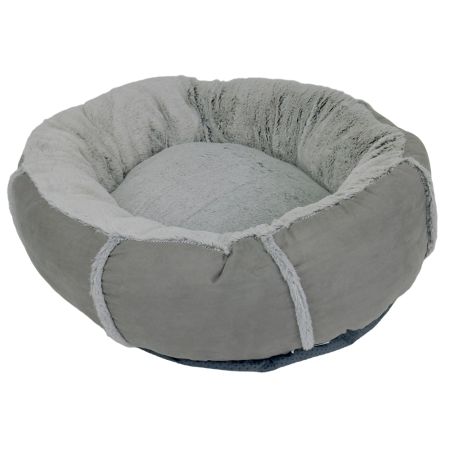 Лежак подушка Pet Choice для собак и кошек, круглый 56х56х15 см, меховой, серый