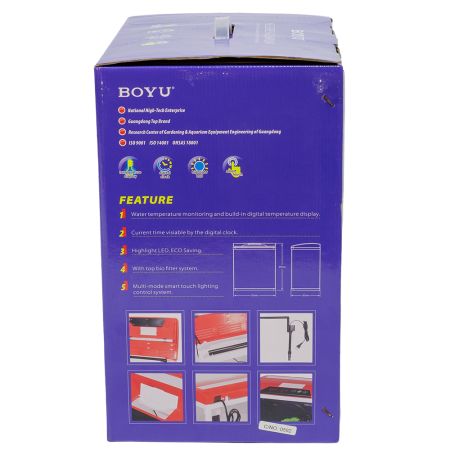 Аквариум Boyu HG-300 панорамный 22 л, LED освещение, дисплей, фильтры, красный