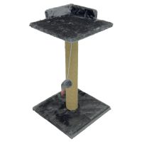 Когтеточка-лежак 35х35х60 см, c игрушкой, темно-серый