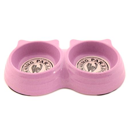 Миска двойная, 23x12.5x4 см, 150+150 мл, розовый