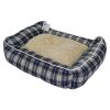 Лежак с бортом 62х50х17 см, съемная меховая подушка, крупная клетка