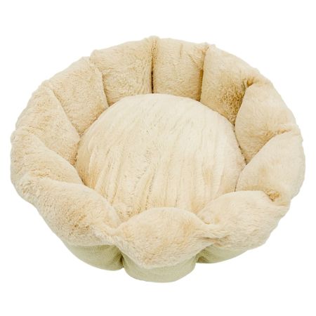 Лежак Pet Choice для собак и кошек, круглый с бортом 50х50х15 см, меховой, кремовый