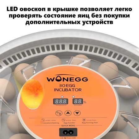 Инкубатор HHD 30H WONEGG автоматический с овоскопом на 30 яиц