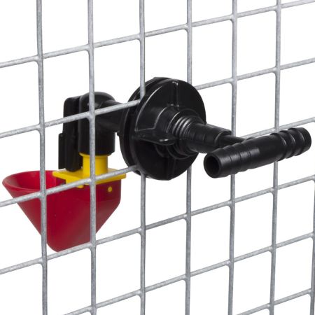 Поилка чашечная для мелкой птицы, пластик, с креплением на сетку