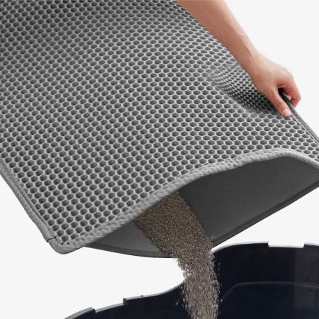 Двухслойный коврик под лоток 55х75 см для кошачьего туалета, серый 