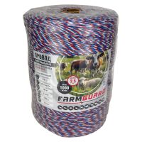 Провод для электропастуха FarmGuard белый с красным и синим 2,5 мм / 1000 м / 3x0,3 мм