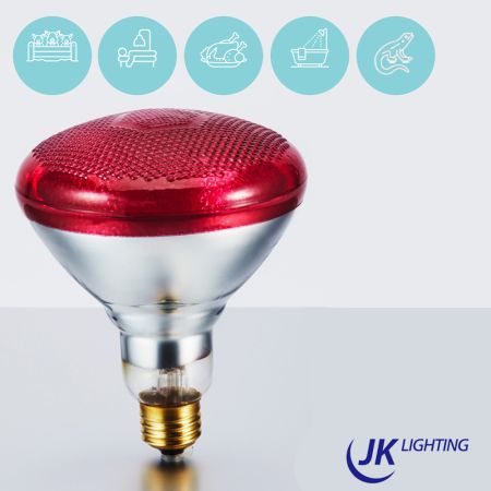 Лампа инфракрасная 100 Bт JK Lighting, E27 PAR38, прессованное стекло, красная