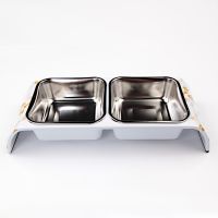 Миска двойная, 30x12x4.5 см, 300+300 мл, домик, белый Миска двойная, 30x12x4.5 см, 300+300 мл, домик, белый