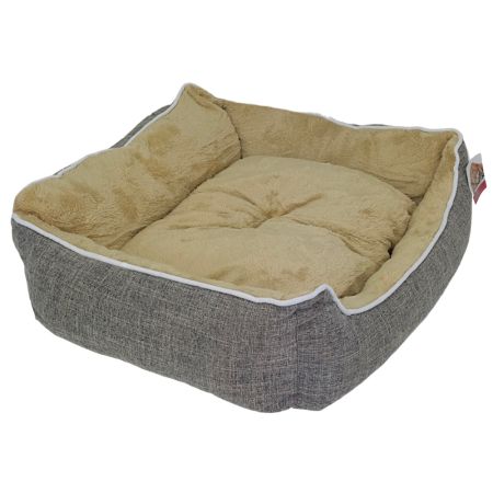 Лежак с бортом 50х43х20 см, меховой, съемная подушка, коричневый