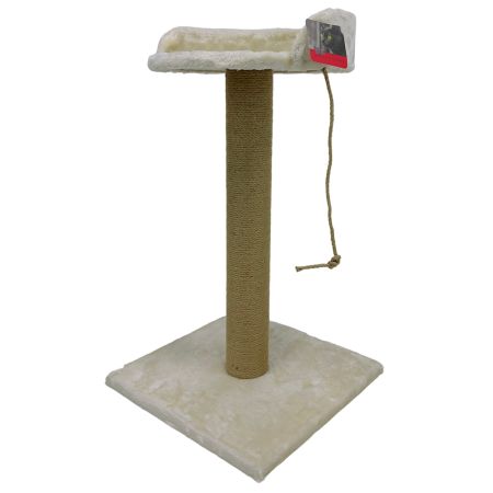 Когтеточка-лежак 40х40х70 см, с канатом, кремовый 