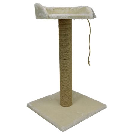 Когтеточка-лежак 40х40х70 см, с канатом, кремовый 