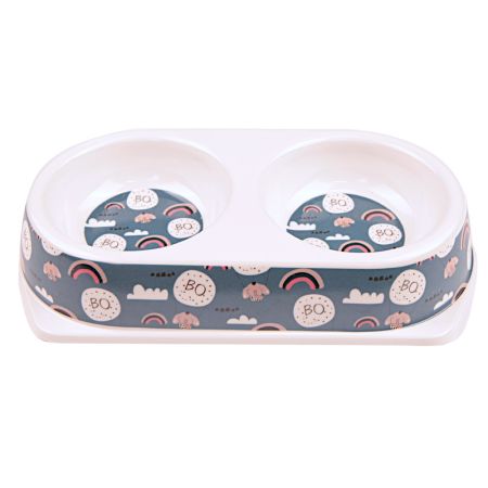 Миска двойная, 25х14х4.5 см, 180+180 мл, синий