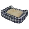 Лежак с бортом 52х41х16 см, съемная меховая подушка, крупная клетка