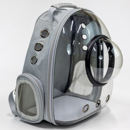 Рюкзак прозрачный с иллюминатором для переноски кошек и собак, светло-серый