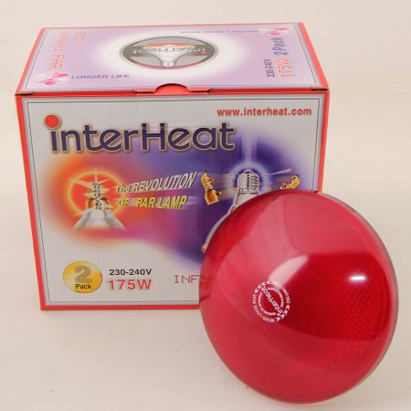 Лампа инфракрасная 175 Вт InterHeat красная, комплект 2 шт.