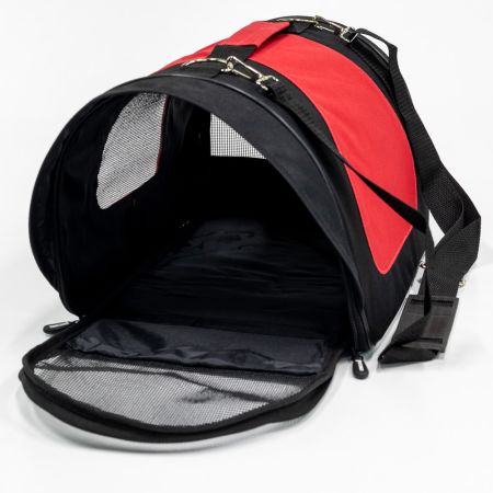 Сумка переноска складная для собак и кошек 40х23х24 см, черный/красный