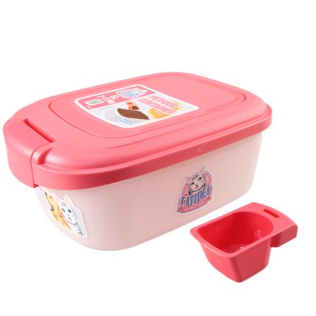 Контейнер Catidea для сухого корма на 5 л (2 - 2,5 кг), совок, розовый