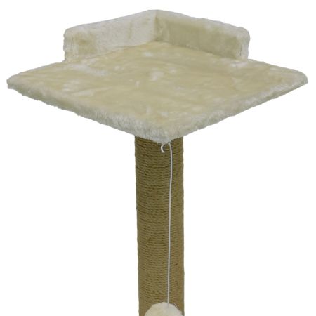 Когтеточка-лежак 35х35х60 см, с игрушкой, кремовый 