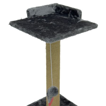 Когтеточка-лежак 35х35х60 см, c игрушкой, темно-серый