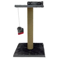 Когтеточка-лежак 35х35х60 см, c игрушкой, темно-серый