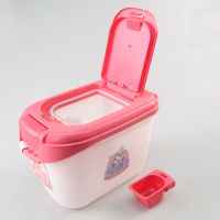 Контейнер Catidea для сухого корма на 10 л (3 - 4,5 кг), двойная крышка, совок, розовый