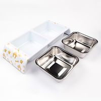 Миска двойная, 30x12x4.5 см, 300+300 мл, домик, белый Миска двойная, 30x12x4.5 см, 300+300 мл, домик, белый