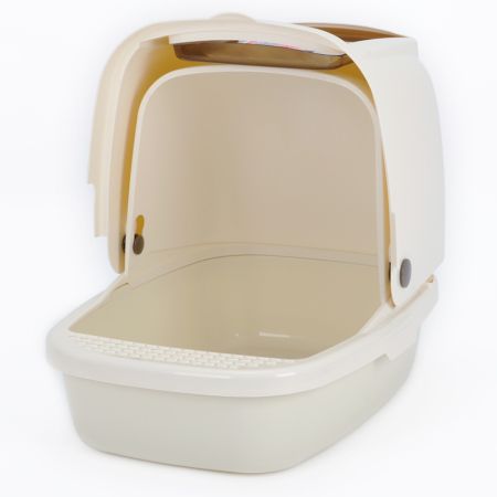 Туалет-домик для кошек XL Catidea 63х48х41 см, с совком, кремовый