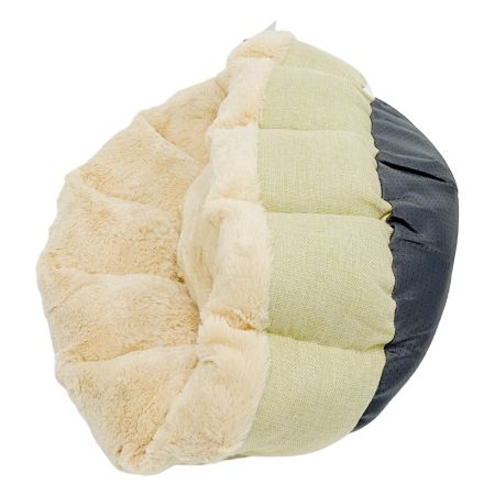 Лежак Pet Choice для собак и кошек, круглый с бортом 50х50х15 см, меховой, кремовый