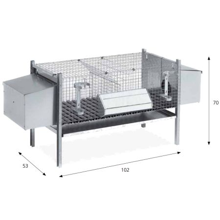 Клетка для кроликов 102 см двухсекционная с гнездами для самок
