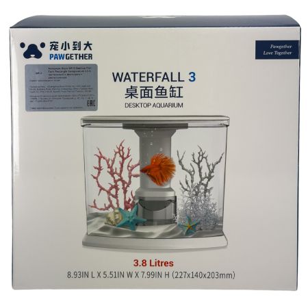 Аквариум Pawgether WF-3 панорамный 3,8 л, настольный с фильтром и светильником