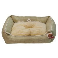 Лежак с бортом 52х41х16 см, съемная меховая подушка, бежевый