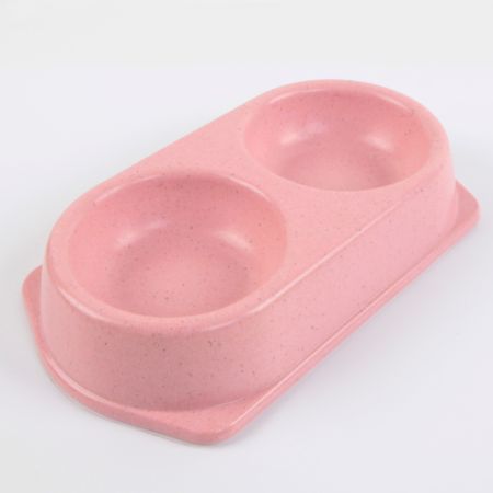 Миска двойная, 25x14x4.5 см, 180+180 мл, розовый