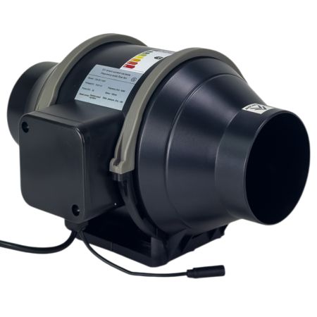 Вентилятор для гроубокса HobbyFarm канальный встроенный с регулятором, бесшумный, 4", пластик