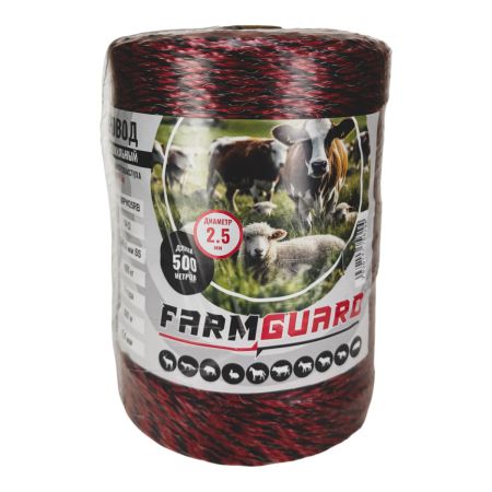 Провод для электропастуха FarmGuard красный с черным 2,5 мм / 500 м / 3х0,16 мм