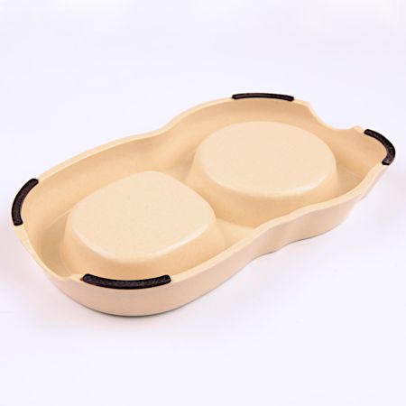 Миска двойная, 26x14.5x3.5 см, 200+250 мл, голубой