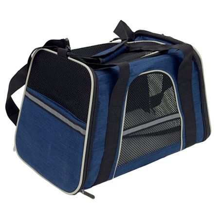 Сумка переноска складная для собак и кошек 45х30х30 см, синяя