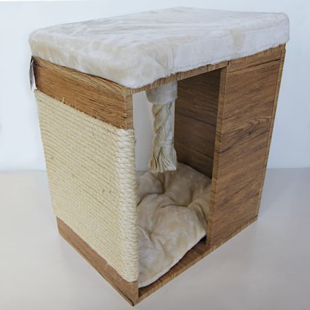 Когтеточка-пуфик 50х35х60 см, бежевый