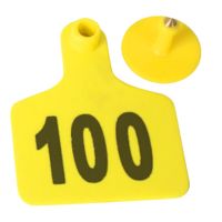 Бирка двойная 75х60 мм с номером, жёлтая, 100 шт. для свиней, КРС, овец, коз и других животных