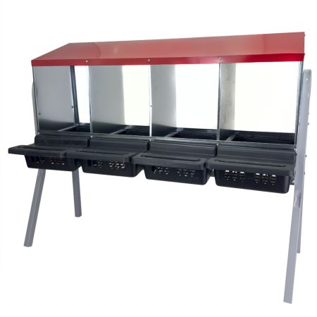 Гнездо для кур несушек 4 секции, на ножках, с яйцесборником