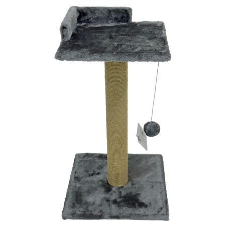 Когтеточка-лежак 35х35х60 см, c игрушкой, темно-серый