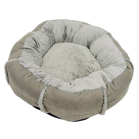 Лежак подушка Pet Choice для собак и кошек, круглый 76х76х15 см, меховой, серый