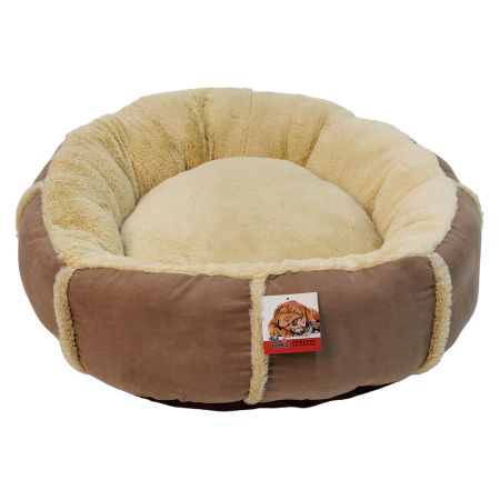 Лежак подушка Pet Choice для собак и кошек, круглый 66х66х15 см, меховой, бежевый