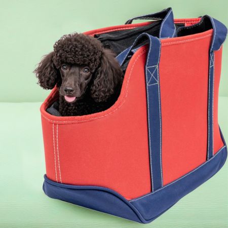 Сумка переноска с отверстием для головы для кошек и собак 44х20х27 см, красный