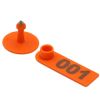 Бирка двойная 50х18 мм с номером, оранжевая, прямоугольная, 100 шт. для свиней, коз, овец, собак и других животных