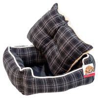 Лежак с бортом 52х41х16 см, съемная меховая подушка, мелкая клетка Лежак с бортом 52х41х16 см, съемная меховая подушка, мелкая клетка